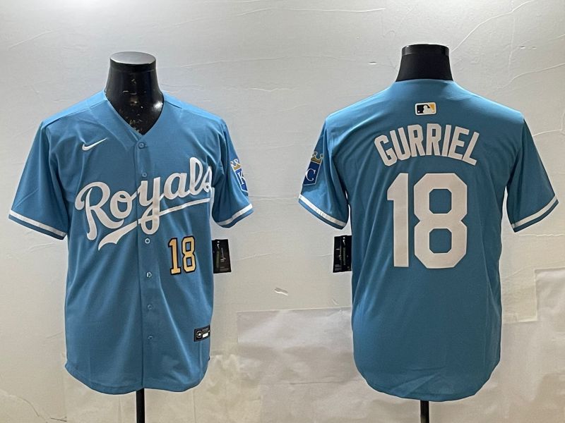 Men Kansas City Royals #18 Gurriel Light Blue Game 2025 Nike MLB Jersey style 5->kansas city royals->MLB Jersey